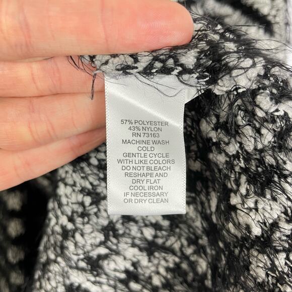 Spense | Black & White Stripe Fuzzy Eyelash Knit Sleeveless Cardigan SweaterVest - Picture 7 of 7